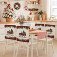 thumbnail image 2 of Merry Christmas Red Truck Chair Covers Set of 6 Plaid Xmas Tree Garland Vintage Linen Chair Back Covers Stretch Removable Washable Slipcovers Protector for Dining Room Kitchen Party Decor, 2 of 5