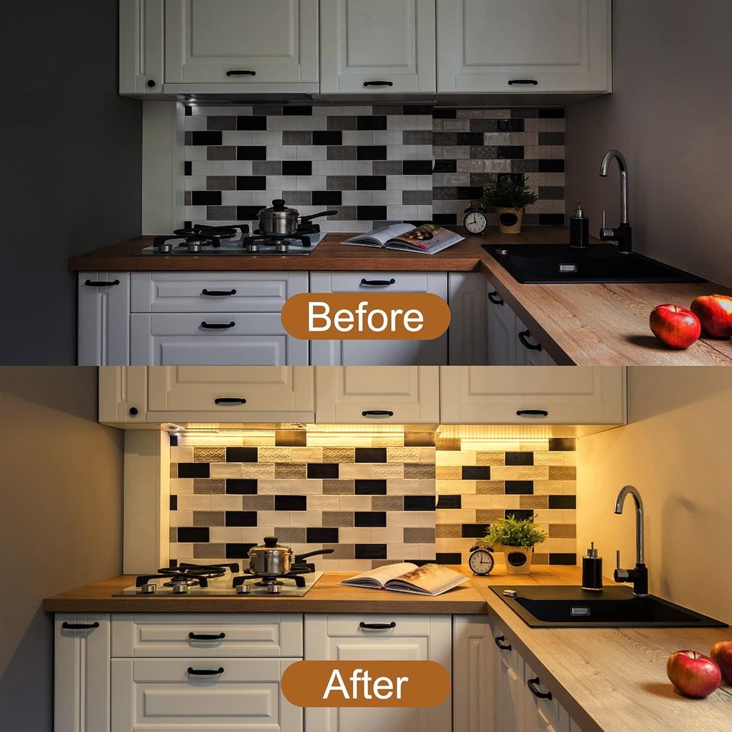 Under Cabinet Lighting, 2 count 12" 3000K Dimmable LED Closet Light, USB Plug, Memory Function, Linkable Cabinet Light Bar for Kitchen, Plug-in Workbench Light, Super Slim LED Light Bar for Room