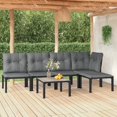 thumbnail image 1 of vidaXL 6 Piece Garden Lounge Set Black and Grey Poly Rattan, 1 of 5