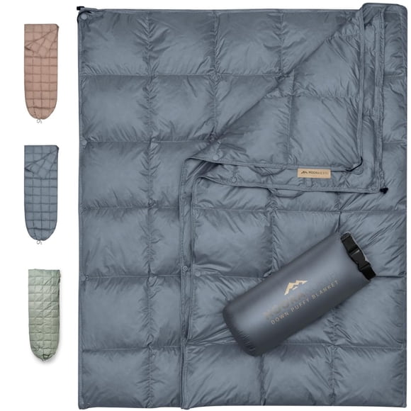 Manta de plumón para acampar con reposapiés - Colcha de campamento ultraligera, cálida e hinchada - Fill Power 650 - Resistente al agua para mochileros, senderismo, viajes - Manta compacta para dormir