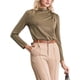 thumbnail image 4 of INSPIRAR CHIC Blusa de Manga Larga para Mujeres Otoño Invierno Casual Trabajo Cuello Alto 2XL Marrón, 4 of 5