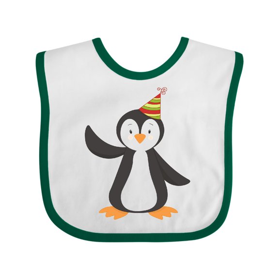 Inktastic Cute Penguin, Baby Penguin, Penguin with Party Hat Boys or Girls Baby Bib