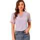 thumbnail image 1 of Blusa de Manga Corta Allegra K con cuello de Volante floral y Manga de burbuja para Mujer morado claro M, 1 of 6