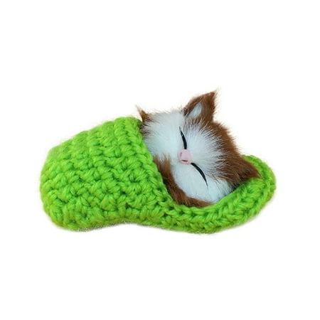 

Mpeace Cute Sleeping Cat Slippers Sounding Simulation Plush Animal Toy Decor Kids Gift