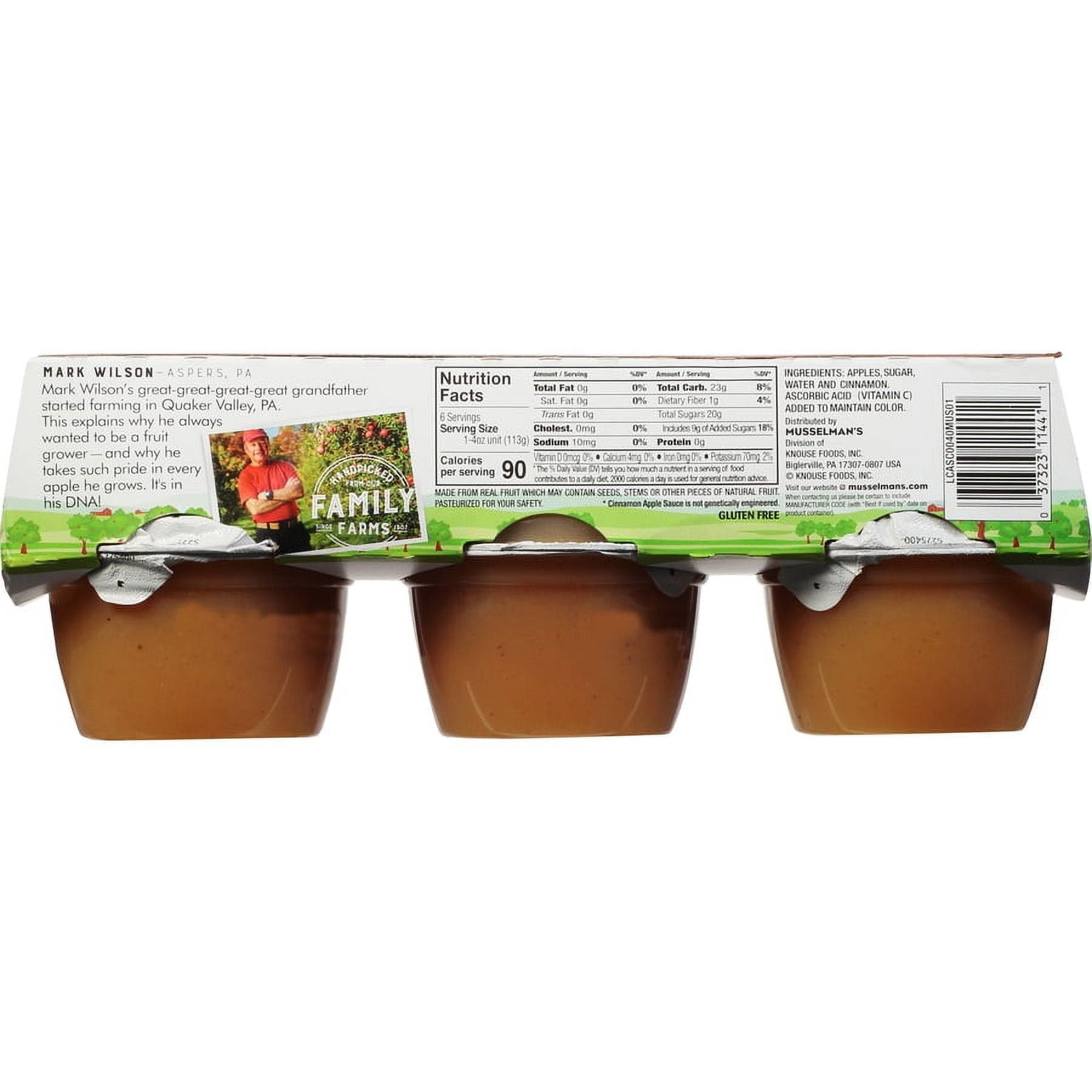 Musselman's Applesauce Cups, Cinnamon, 4 oz, 6 Ct