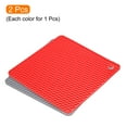 thumbnail image 3 of Unique Bargains Silicone Trivet Mats 2pcs, Square Hot Pan Pads Hot Pot Holder Drying Mat for Kitchen Counter Light Gray, Red, 3 of 5
