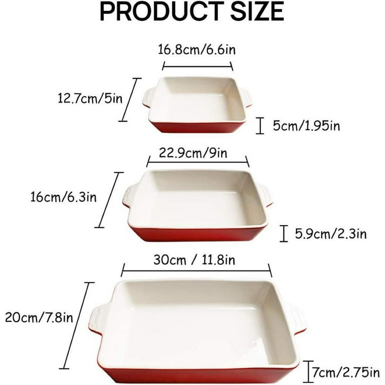 SWEEJAR Ceramic Baking Dish, 8/9 Inches Cake Baking Pan for Brownie,  Porcelain Round Bakeware with Double Handle for Casserole, Lasagna, Family  Dinner