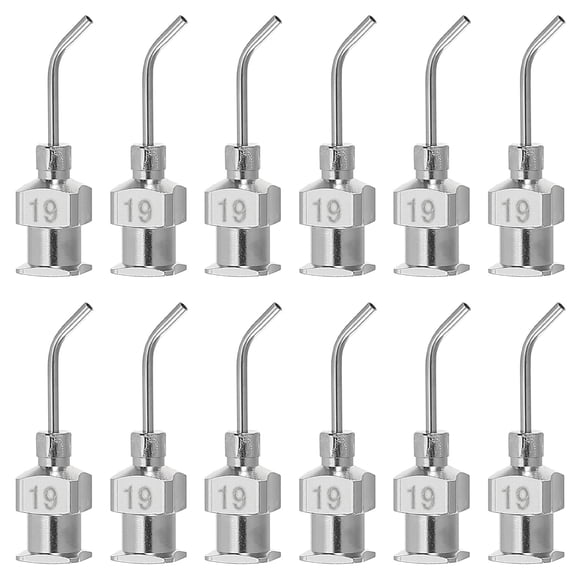 12 Pcs 19G 0.51 Inch Bent Blunt Tip Dispensing Needle with Lure Lock for Refilling Liquid Adhesives
