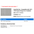 thumbnail image 2 of Head Bolt Set - Compatible with 1987 - 1995 Toyota Pickup 2.4L 4-Cylinder 1988 1989 1990 1991 1992 1993 1994, 2 of 2