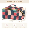 thumbnail image 4 of FORMRS Makeup Bag Travel Cosmetic Organizer for Women Fold Flat Zipper Pouch with Handle, Red Teal Plaid, 4 of 8