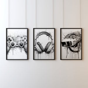 Gaming Art Prints Gamer Decor Teen Room Modern Gaming Wall Art Set 3 Unframed Paper Print 8x12