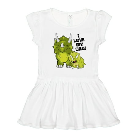 

Inktastic I Love My Dad with Baby and Daddy Triceratops Gift Toddler Girl Dress