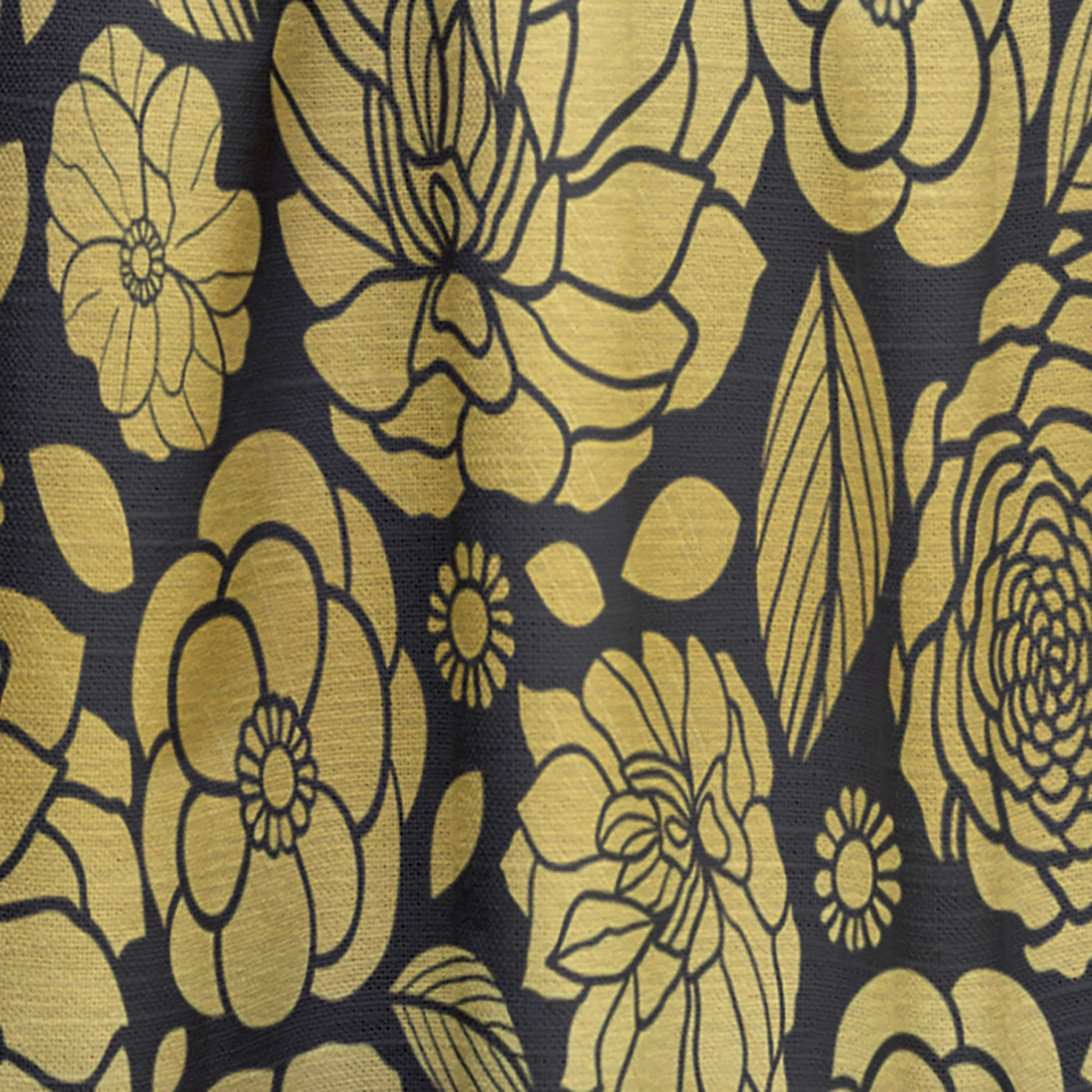 Designart 'Golden Floral Retro II' Mid-Century Modern Curtain Panel
