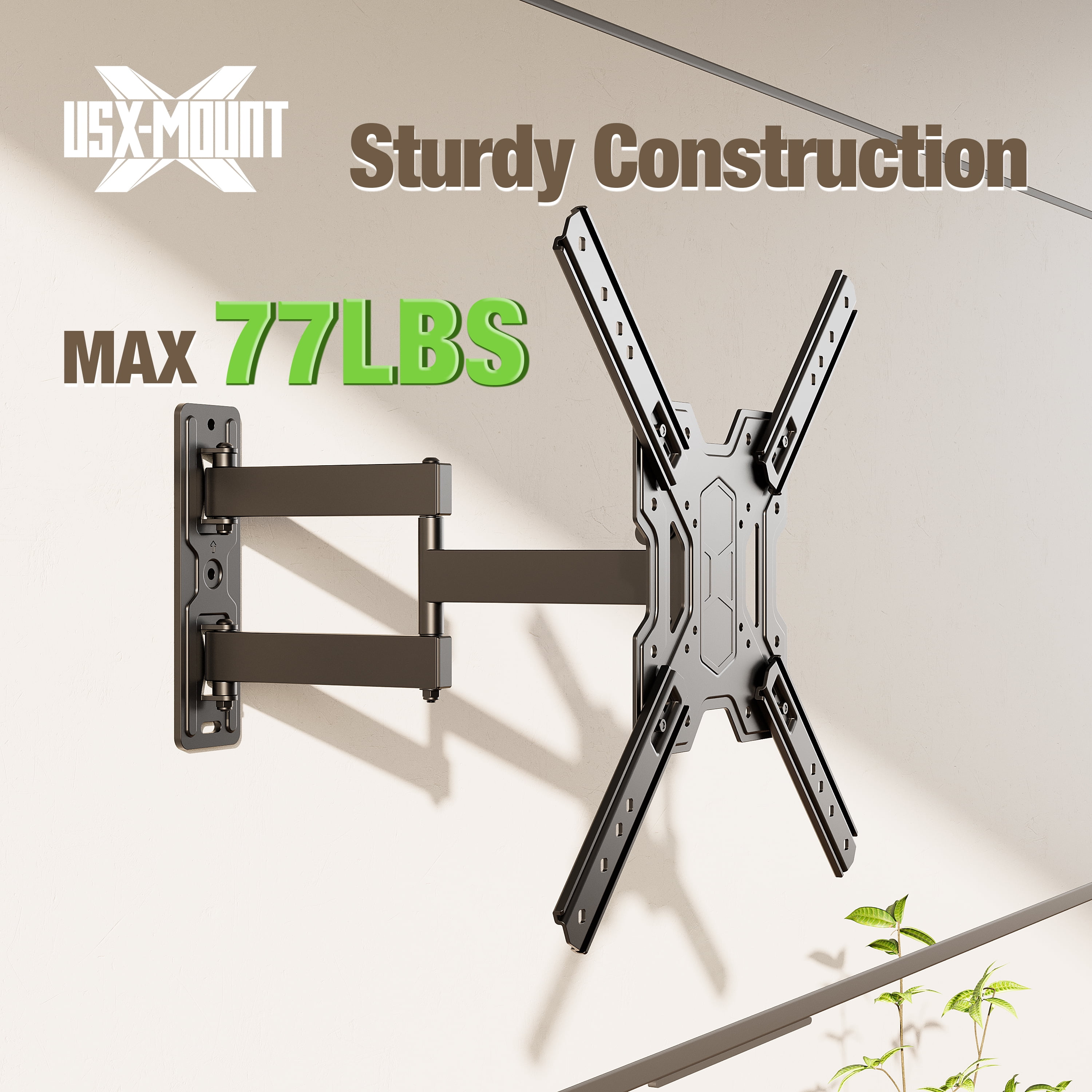 USX MOUNT Full Motion TV Wall Mount Bracket with Swivel Arm for 23 to 65 Inch TVs, Holds up to 77 lbs