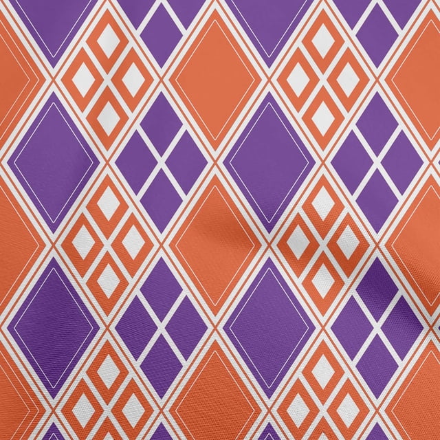 oneOone Cotton Poplin Orange Fabric Check Sewing Material Print Fabric By The Yard 56 Inch Wide