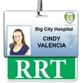 thumbnail image 2 of RRT Badge Buddy - Horizontal - Heavy Duty Badge Buddies for Registered Respiratory Therapists Spill Proof & Tear Resistant - Double Sided - Quick Role/Job Identifier Card by Specialist ID (Green), 2 of 4