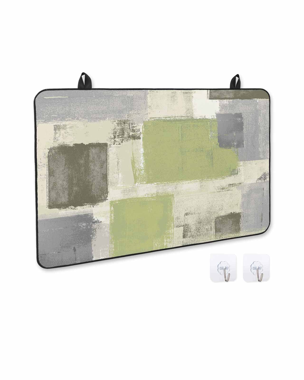 nqOlkjepod Large Induction Cooktop Protector Mat 36"x21", Sage Green Ombre Stove Top Covers for Electric Stove, Retro Abstract Mottled Geometric Stove Burner Cover Mats, Glass Top Stove Cover