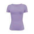 thumbnail image 5 of YUGYXL Womens Basic T Shirts Stretchy Soft Slim Fit Short Sleeve Y2k Cute Summer Crop Workout Tops Purple Top L, 5 of 6