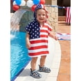 thumbnail image 5 of BemeyourBBs Kids Toddler Baby Boy Girl 4th of July Cape Outfit Swim Poncho Cover Up Shirt Patriot Independent Day Cloak Clothes American Flag Print Loose Fit Hooded Cape Jacket Summer Beachwear, 5 of 9