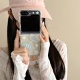thumbnail image 4 of Shiny Glitter Case for Samsung Galaxy Z Flip 6 (2024),Cute Beautiful Sea Shell Fish Pattern Design Phone Protective Cover with Pearl Wrist Chain for Girls Women (No Chain), 4 of 13