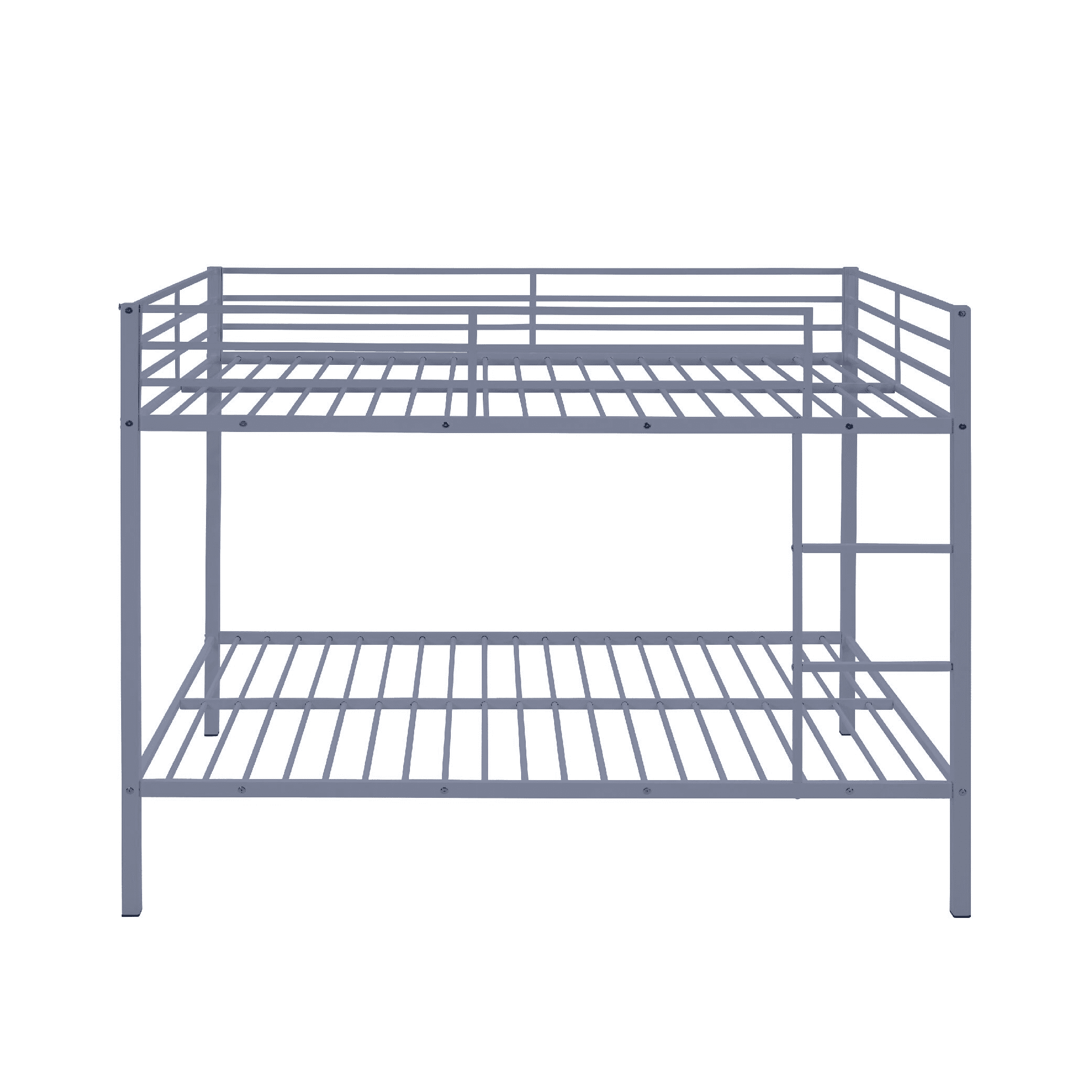 Aukfa Metal Bunk Bed Full over Full, High Guardrail and Metal Slats, Space-Saving Bed Frame for Kids Teens, Gray