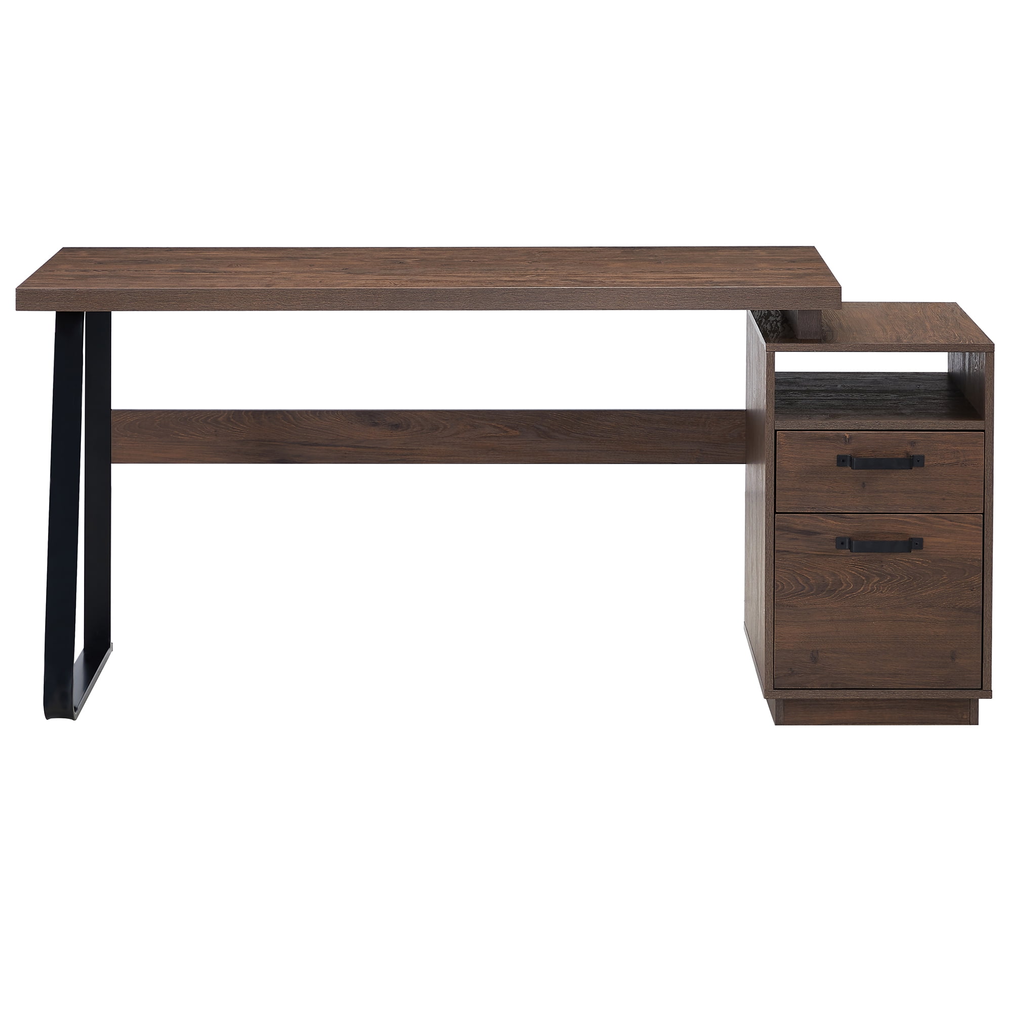Kepooman 65" Modern MDF Computer Desk with Drawers for Hanging Letter-size Fiiles, Brown Kepooman 65" Modern MDF Computer Desk with Drawers for Hanging Letter-size Fiiles, Brown