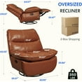 thumbnail image 5 of FLEXISPOT Oversized Swivel Rocker Recliner Chair Faux Leather w/Side Pocket, Cross-Legged Armless Recliner Lounge Sofa for Living Room Bedroom,Orange Brown, 5 of 9