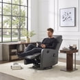 thumbnail image 2 of Aukfa Massage Recliner Chair with Heat, Faux Leather 360° Swivel Rocker Recliner, Overstuffed Manual Reclining Glider Chair with Vibration, Gray, 2 of 8