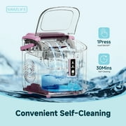 Simzlife Countertop Ice Maker with Handle,Portable Ice Machine with Basket and Scoop, 9 Bullet Ice In 6 Mins, 26Lbs/24H, Self-Cleaning