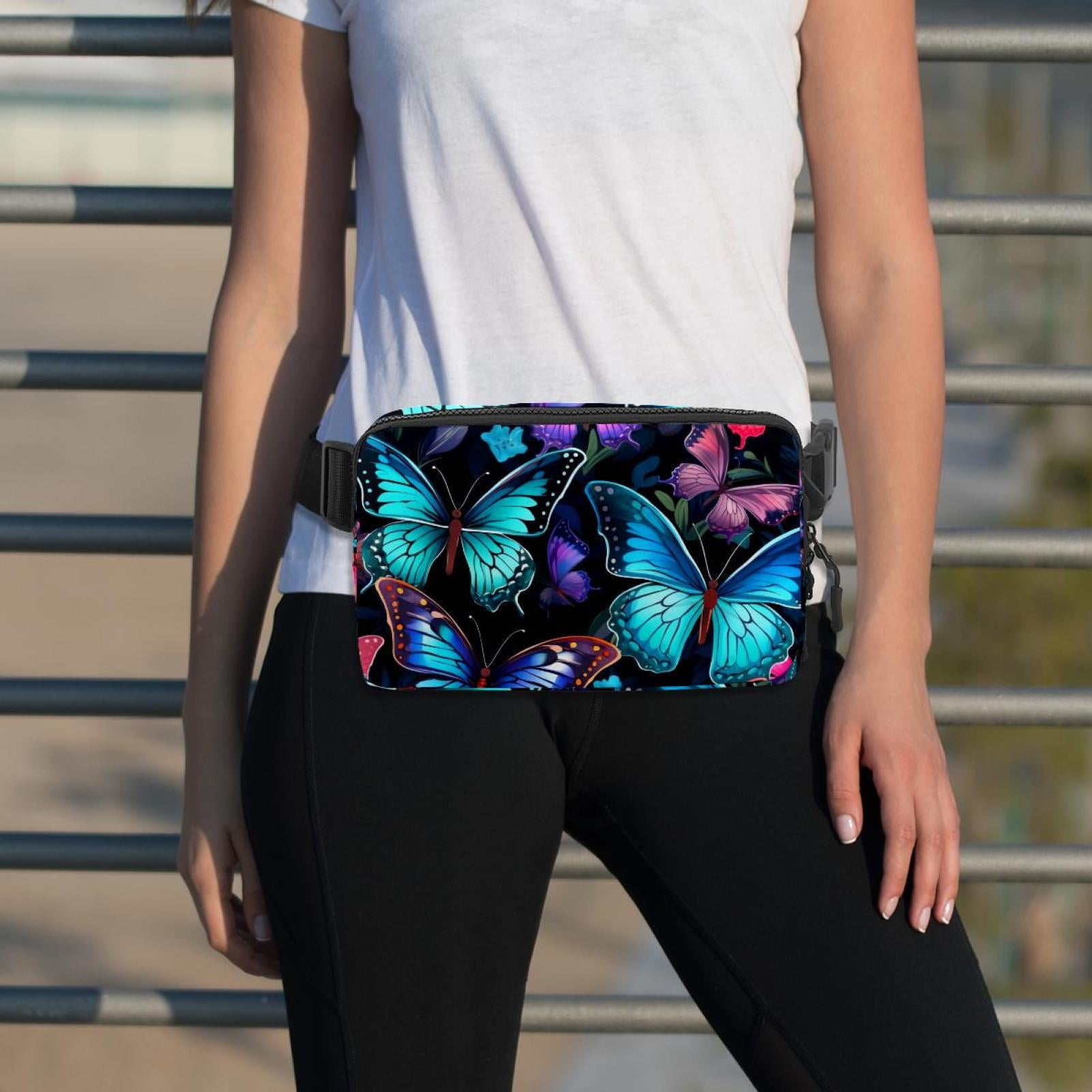 Butterflies Lightweight Adjustable Waist Pack with Extension Strap for Unisex, Fanny Packs, Fanny Bag