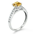 thumbnail image 3 of Gem Stone King 10K White Gold Yellow Citrine and White Lab Grown Diamond Engagement Ring for Women (1.11 Cttw, Gemstone November Birthstone, Cushion 6MM, Size 5), 3 of 4