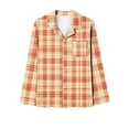 thumbnail image 3 of LIaqionyy Pajama Sets for Women 2 Piece Button Down Sleepwear Sleep Set Wide Leg Long Pants Plaid Sleepwear Lounge Set, 3 of 5