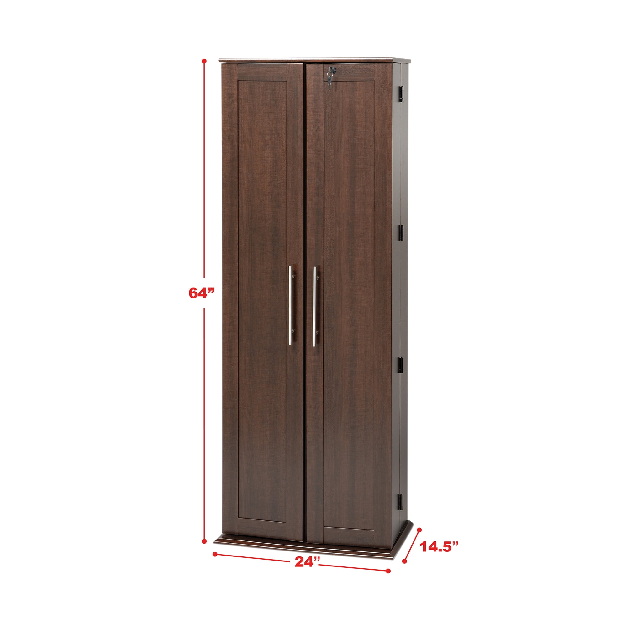 Prepac Grande Locking Storage Cabinet with Shaker Doors, Espresso