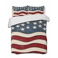 thumbnail image 2 of Quilts Twin XL Size, Retro American Flag Soft Comforter Bedding Set for Bed, White Star Red Blue US Flag Lightweight Quilted Bedspread with Pillow Cover(2 Pieces) for All Season, 68x98 Inch, 2 of 6