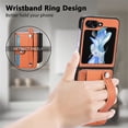thumbnail image 2 of Frusde for Samsung Galaxy Z Flip 6 Wallet Case with Wristband Ring Full Body Thin PU Leather Wrist Strap Kickstand Cover, 2 of 6
