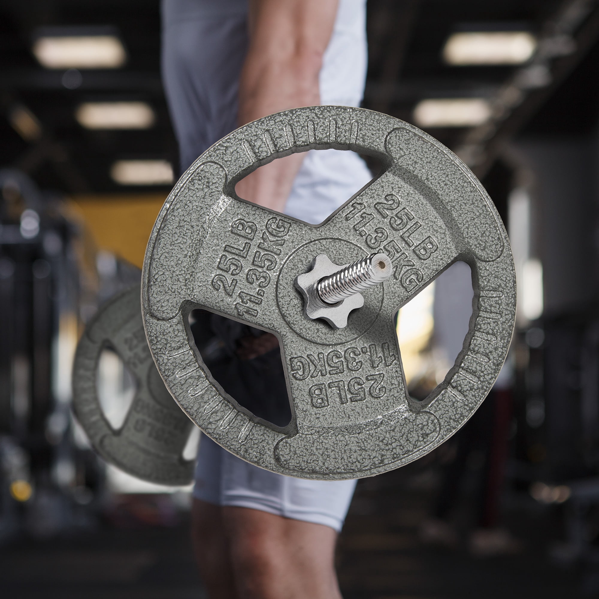 BalanceFrom 1-Inch Cast Iron Olympic Weight Plate Set，with 5FT Barbell, Star Locks，25/35/45LB Weight Plate Options，for Strength Training & Weightlifting
