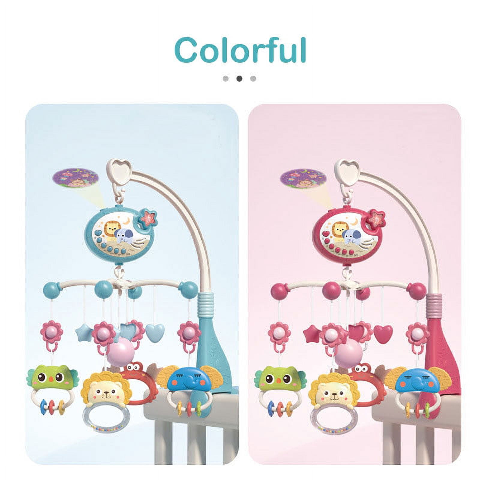 Musical Baby Crib Mobile Toys with Projection Function Lights, Hanging Rotating Animal Rattles and 400 Melodies Music Box with Remote Control, Baby Toys for Newborn 0-24 Months