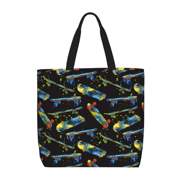Easygdp Colorful Skateboard Bolsa Tote para Mujer, Bolso de Hombro para Trabajo, Playa, Viajes, Compras y Supermercado