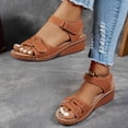 thumbnail image 3 of Orthopedic Sandals for Women Comfortable Low Wedges Breathable Footbed Arch Support Walking Shoes with Adjustable Strap Brown Size 6.5, 3 of 6