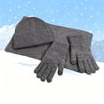 thumbnail image 2 of MIASHUI Solid Color Knit Hat, Scarf, and Gloves Three-Piece Set, Knit Fake Wool Yarn Scarf Red Christmas Hat Set Grey, 2 of 4