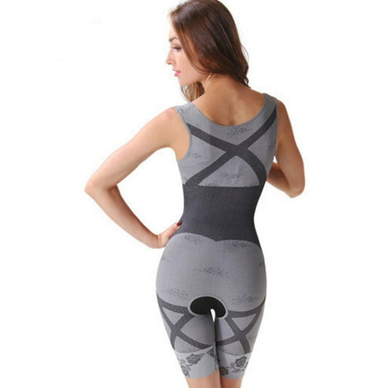 SBYOJLPB Women's Shapewear Women Slimming Bamboo Charcoal thermal Body  Shaper Full Body Control Bodysuit Gray L/XL