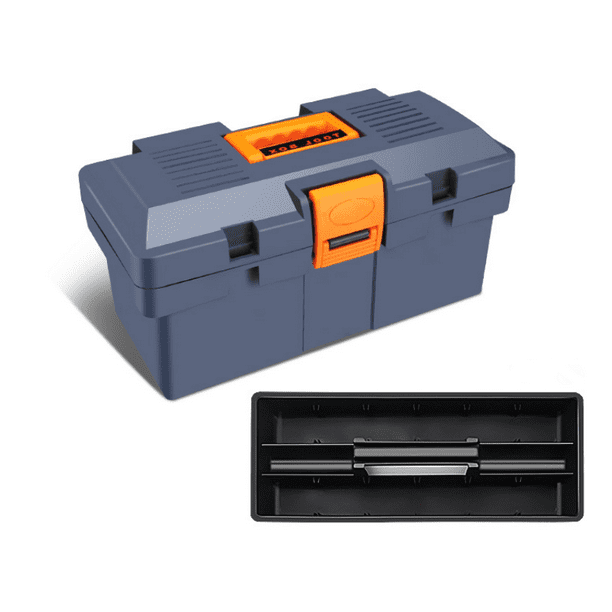 Empty tool box with removable compartment and double lock storage