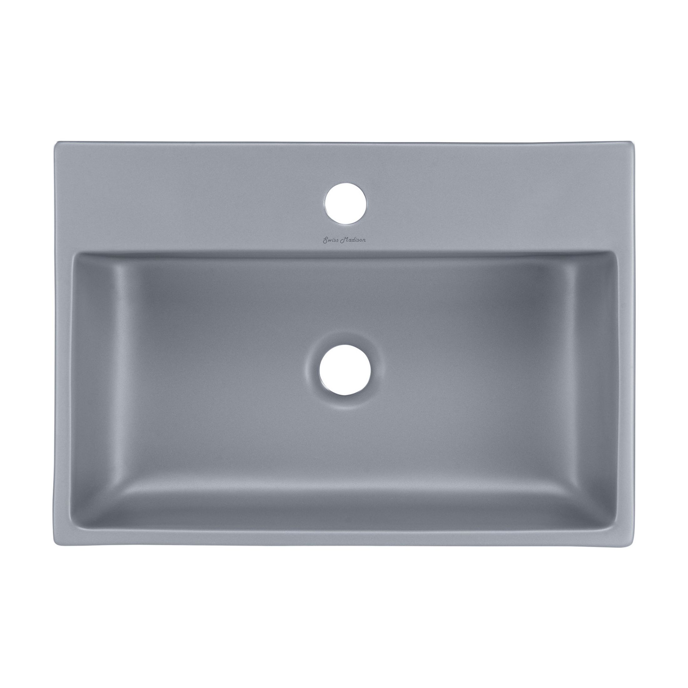 Claire 20"  Rectangle Ceramic Vessel Sink in Matte Gray