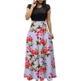thumbnail image 2 of Empire Waist Dresses for Women 2024 Short Sleeve Crewneck Floral Maxi Long Dress Summer Fashion Casual Sun Boho Dresses, 2 of 4