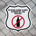 thumbnail image 5 of No Outside Alcohol Allowed Offenders Will Lose Privileges (5 Pack) 12 inch X 12 inch Shield-Shaped Rust-Free Aluminum Metal Signs Weather Resistant Made in the USA, 5 of 6
