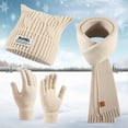 thumbnail image 2 of QASIEATN Winter Hat Beanie Long Scarf Touchscreen Gloves Set 3Pcs Soft Thick Fleece Lined Gloves Cap Scarf Set for Women Fall Fashion Accessories, 2 of 9