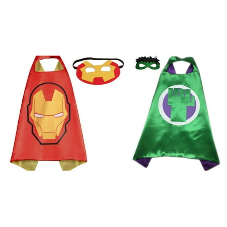 Ironman & Hulk Costumes - 2 Capes, 2 Masks with Gift Box by Superheroes