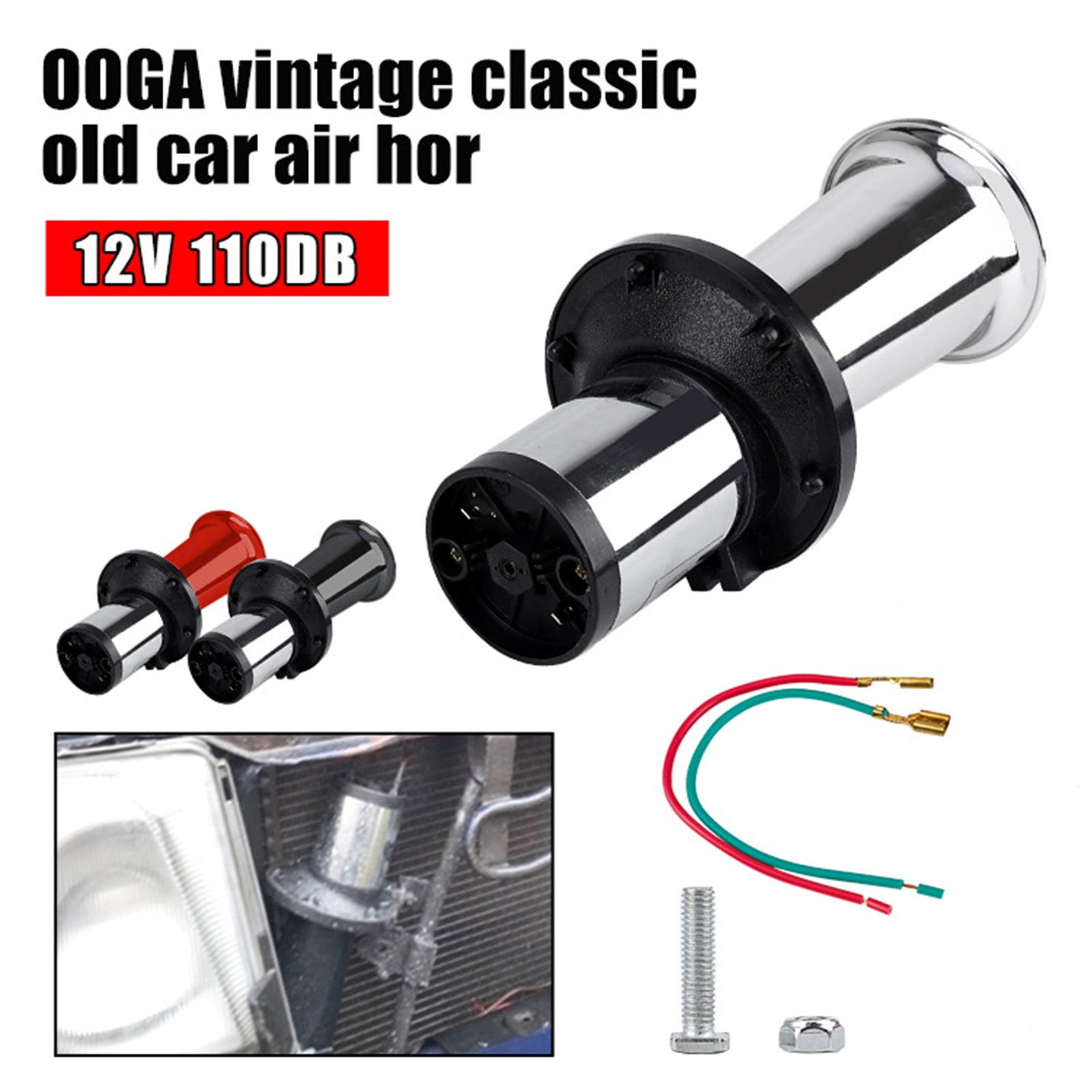 BIBABLYKE Horn Train Horn for Truck/Car Air Horn Chromes Plated Trumpet Super Loud 110dB for 12V Car Truck Motorbike Boats
