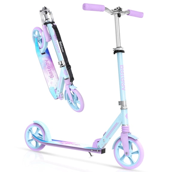 BELEEV Scooters for Kids 6 Years and up, Folding Kick Scooter 2 Wheel for Adults Teens, 4 Adjustable Handlebar, 200mm Big Wheels, Lightweight Sports Commuter Scooter, Sturdy Frame, up to 220lbs