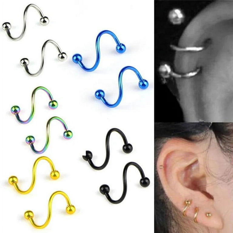 1Pair8mm Spiral Surgical Steel Spiral Twisted Lip Ring Nose Rings 16 Gauge Ear Cartilage Helix Piercing Body Accessories Jewelry Walmart